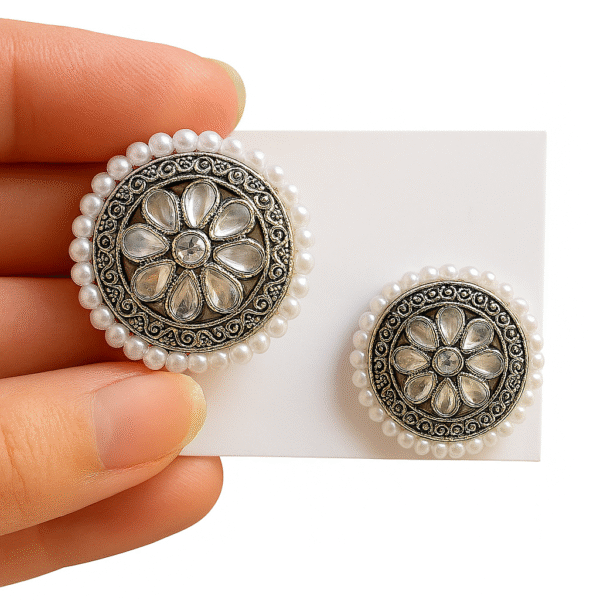 Heernoor Floral Stud Earrings | Elegant Blossom Design for Women & Girls | Party Wear Jewelry - Image 2